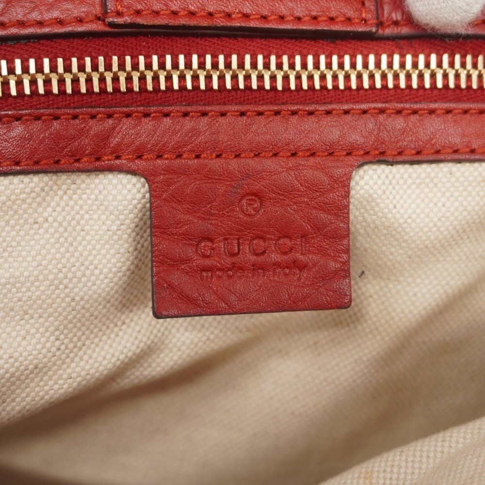 Gucci Bamboo Handbag 323660 Leather Red Champagne Women's - Picture 5 of 15